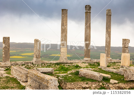 Temple of Saturn in archeological site of Dougga in north-west Tunisia Temple of Saturn in archeological site of Dougga in north-west Tunisia 115382056