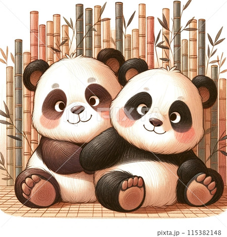 2匹のパンダのイラスト素材 [115382148] - PIXTA