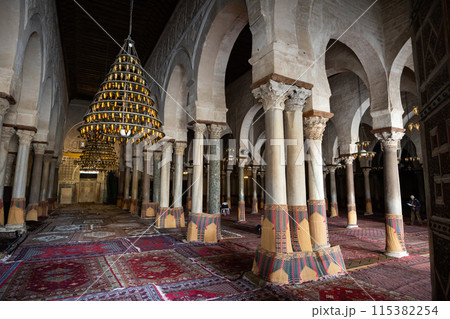 Corinthian columns in prayer hall of Mosque of Uqba in Kairouan, Tunisia Corinthian columns in prayer hall of Mosque of Uqba in Kairouan, Tunisia 115382254