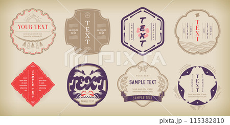 A label set with a Japanese retro vintage design. 115382810