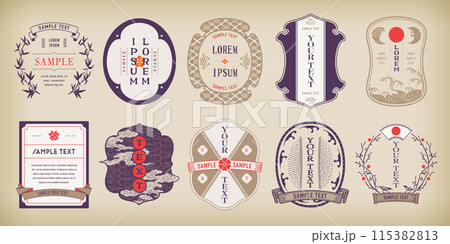 A label set with a Japanese retro vintage design. 115382813