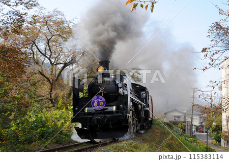 黒煙を上げて疾走する磐越西線SLばんえつ物語 115383114