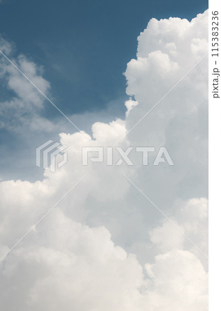white thunderclouds in blue sky. summer cumulus clouds before rain. Beautiful view of nature white thunderclouds in blue sky. summer cumulus clouds before rain. Beautiful view of nature 115383236