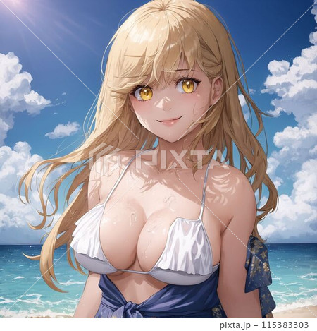 水着の金髪巨乳美女 115383303