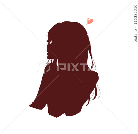 恋する女性の横顔 影絵 恋する女性の横顔 影絵 115383316
