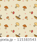 Mushroom collections seamless pattern for textile printing or gift paper. 115383543