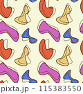 Abstract blobs seamless pattern in retro style colors. Ready to print for fabrics, wrapping paper, or gift paper. 115383550