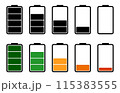 Battery charge level icon set collection. Flat style design 115383555