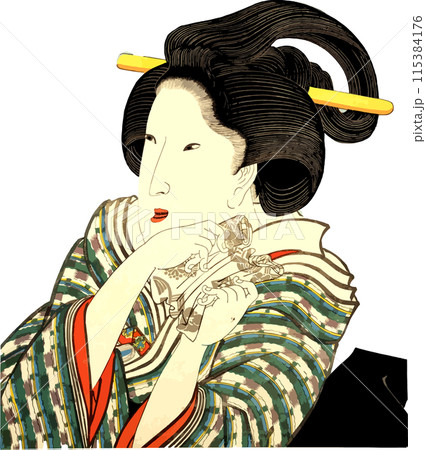 恋文に心躍らせる女性 恋文に心躍らせる女性 115384176