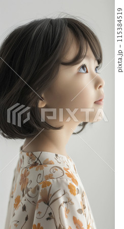 真っ直ぐに前を見る女の子の横顔「AI生成画像」 真っ直ぐに前を見る女の子の横顔「AI生成画像」 115384519