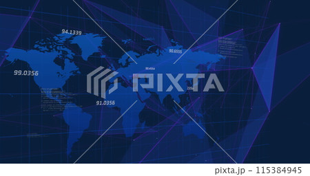 Image of network of connections over world map Image of network of connections over world map 115384945