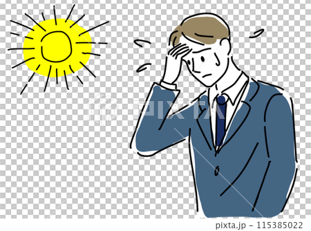 A businessman who is unwell due to heat stroke 115385022