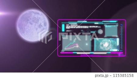 Image of full moon and screen with data...のイラスト素材 [115385158] - PIXTA