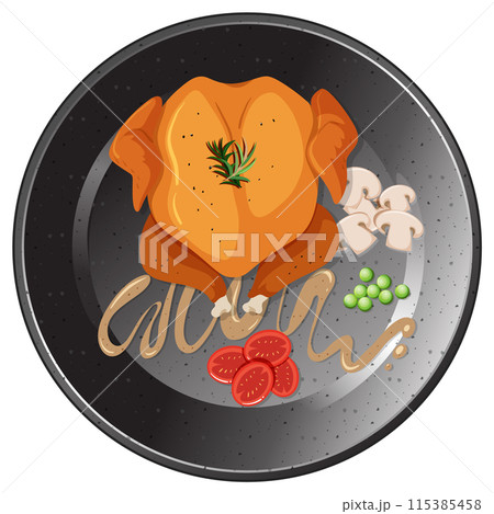 Delicious Roast Chicken Dinner 115385458