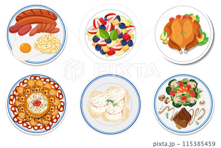 Delicious Assorted Food Plates Delicious Assorted Food Plates 115385459