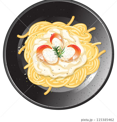 Delicious Spaghetti with Creamy Sauceのイラスト素材 [115385462] - PIXTA