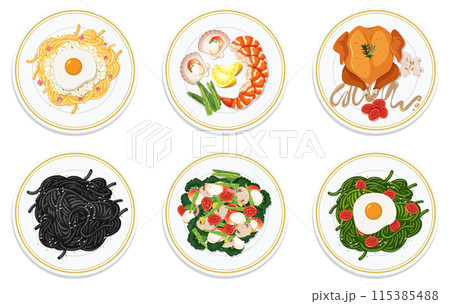 Delicious Food Plates Collection 115385488