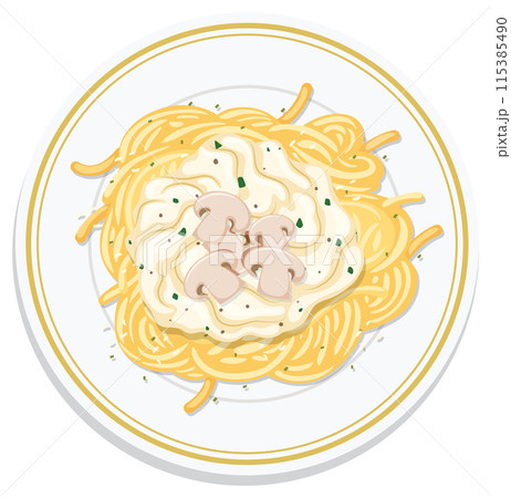 Creamy Mushroom Pasta on Plate 115385490