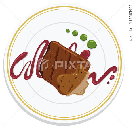 Gourmet Food Plate Illustration 115385492