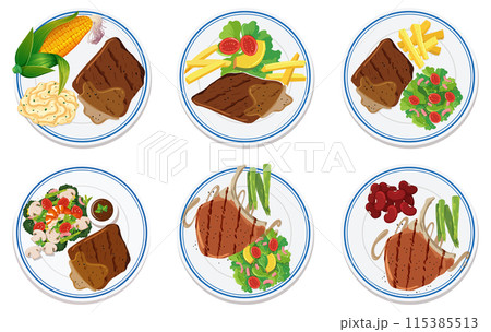 Delicious Steak Dinner Platesのイラスト素材 [115385513] - PIXTA