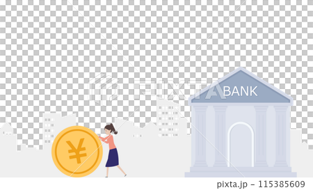 年輕女子匆匆從銀行領錢 115385609