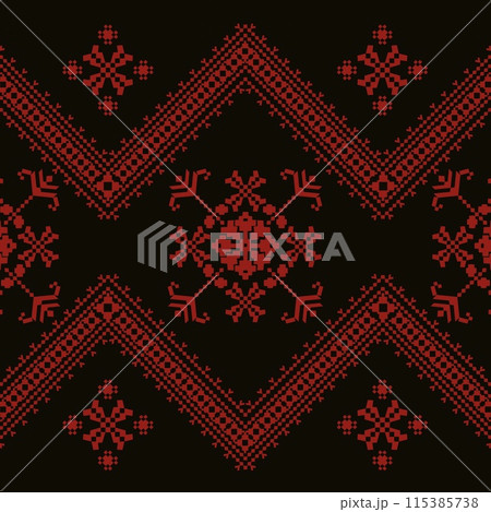 Explore the intricate African ethnic fabric pattern featuring vibrant red ethnic and black floral motifs, enhancing the visual depth ethnic and cultural richness. Ideal for textile enthusiasts seeking Explore the intricate African ethnic fabric pattern featuring vibrant red ethnic and black floral motifs, enhancing the visual depth ethnic and cultural richness. Ideal for textile enthusiasts seeking 115385738