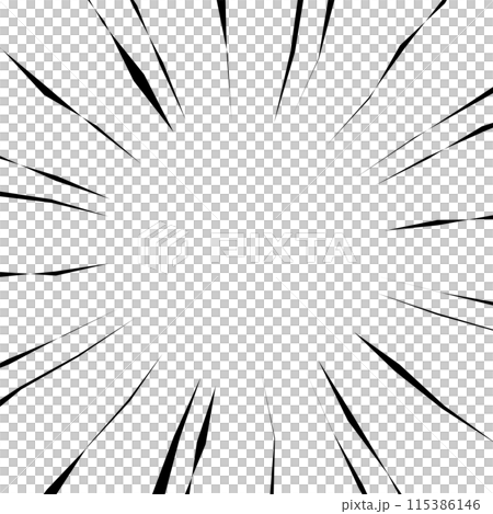 ラフなガタついた線の集中線のイラスト 115386146