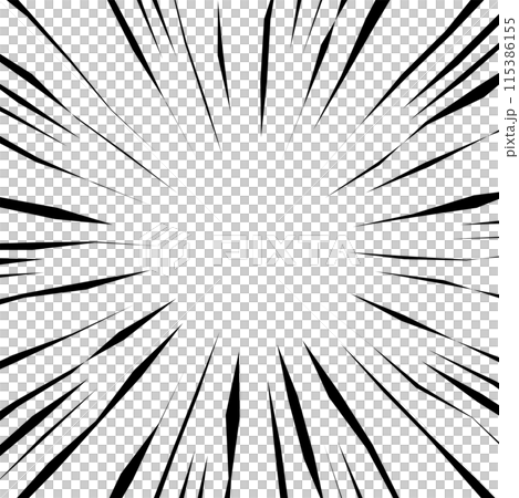 ラフなガタついた線の集中線のイラスト ラフなガタついた線の集中線のイラスト 115386155