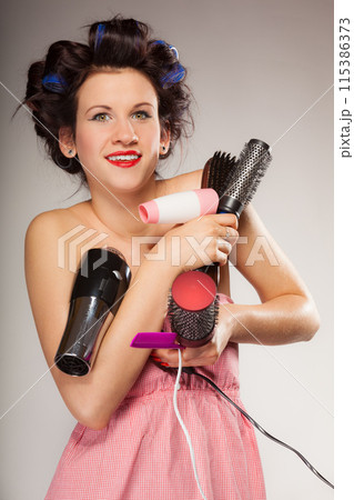 funny girl styling hair holds many accessories funny girl styling hair holds many accessories 115386373
