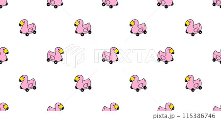flamingo seamless pattern car wheel cartoon duck rubber chicken bird vector pet wrapping paper scarf isolated doodle animal farm tile wallpaper repeat background illustration design 115386746