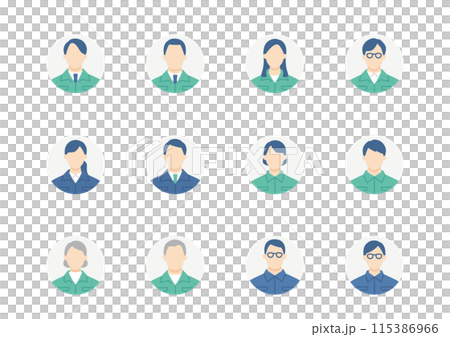 Work clothes people icon set circle background 115386966