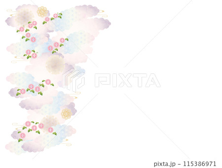 背景素材-和柄朝顔2022-26テク 115386971