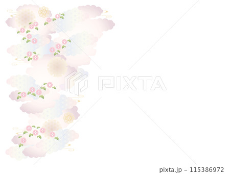 背景素材-和柄朝顔2022-26ベク 115386972