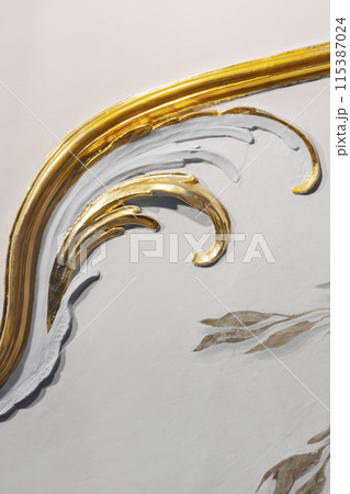 Classic vintage luxury interior details, gold colored elements 115387024