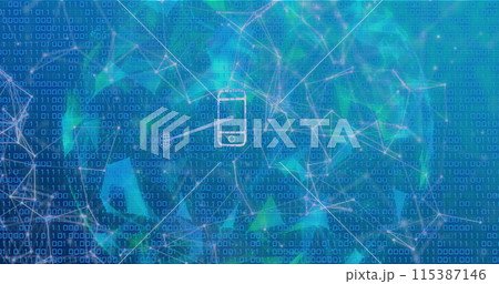 Image of data processing over media icons 115387146