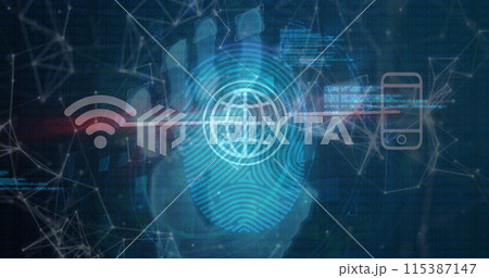 Image of data processing over media icons 115387147