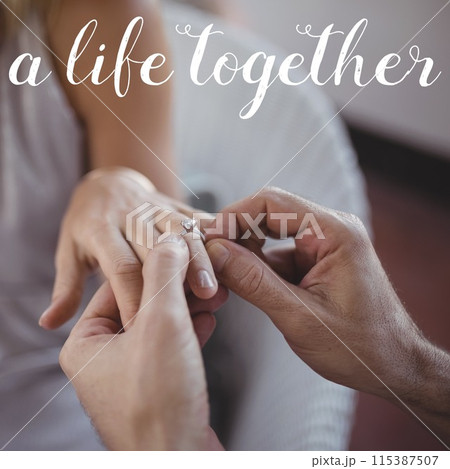 Celebrating a union, a close-up of hands with an engagement ring symbolizes commitment and love Celebrating a union, a close-up of hands with an engagement ring symbolizes commitment and love 115387507