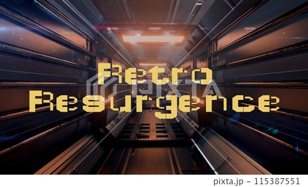 Invoking nostalgia with a futuristic twist, this corridor image exudes a retro sci-fi vibe 115387551