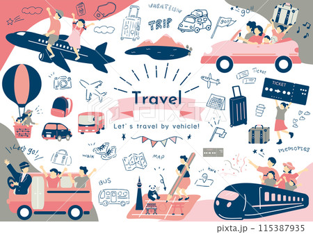 乗り物で旅行を楽しむ人達 115387935