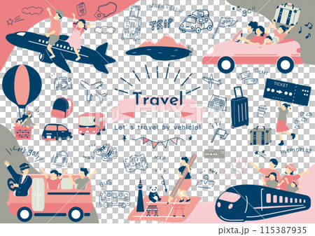 乗り物で旅行を楽しむ人達 115387935