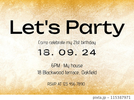Invitation template featuring bold "Let's Party" text, evoking excitement for a special celebration 115387971