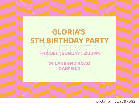 Invitation template, vibrant zigzag background, conveys celebration and excitement 115387982