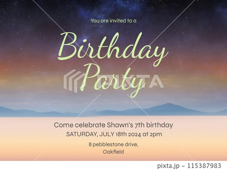 Celebrate a special occasion with this serene twilight sky-themed birthday invitation template 115387983