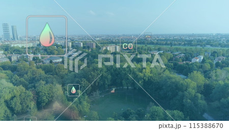 Image of digital icons over cityscape Image of digital icons over cityscape 115388670