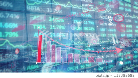 Image of financial data processing over city Image of financial data processing over city 115388688