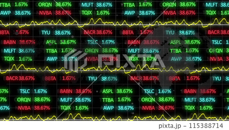 Image of financial data processing over black background 115388714