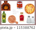 Pizza Watercolor food watercolor Hand draw art illustration Set 2/2 115388762