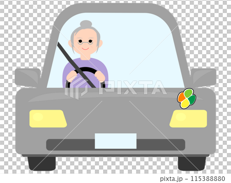 車を運転するシニア女性 車を運転するシニア女性 115388880