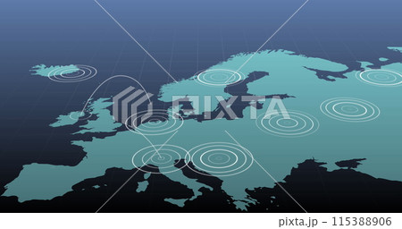 Image of white circles moving on world map 115388906