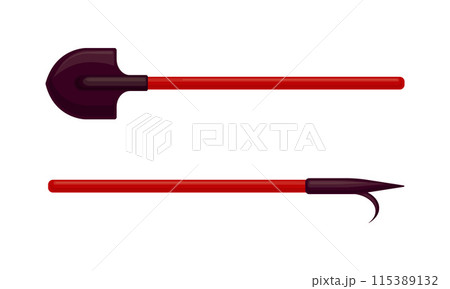 Shovel. A fireman s shovel. A firefighter s tool. A rescue device. Vector illustration isolated on a white background 115389132